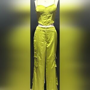 Satin Pants Corset Set